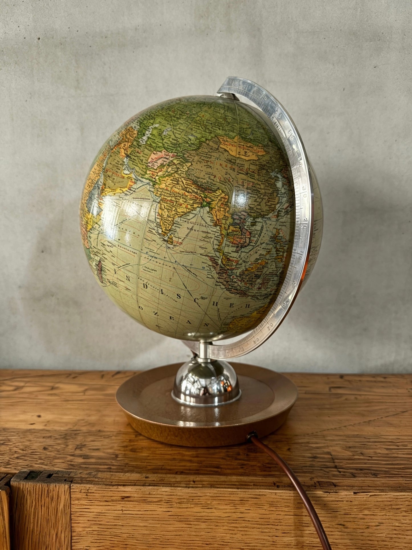 Vintage 1960s German Glass Globe Lamp By JRO Globus Munchen