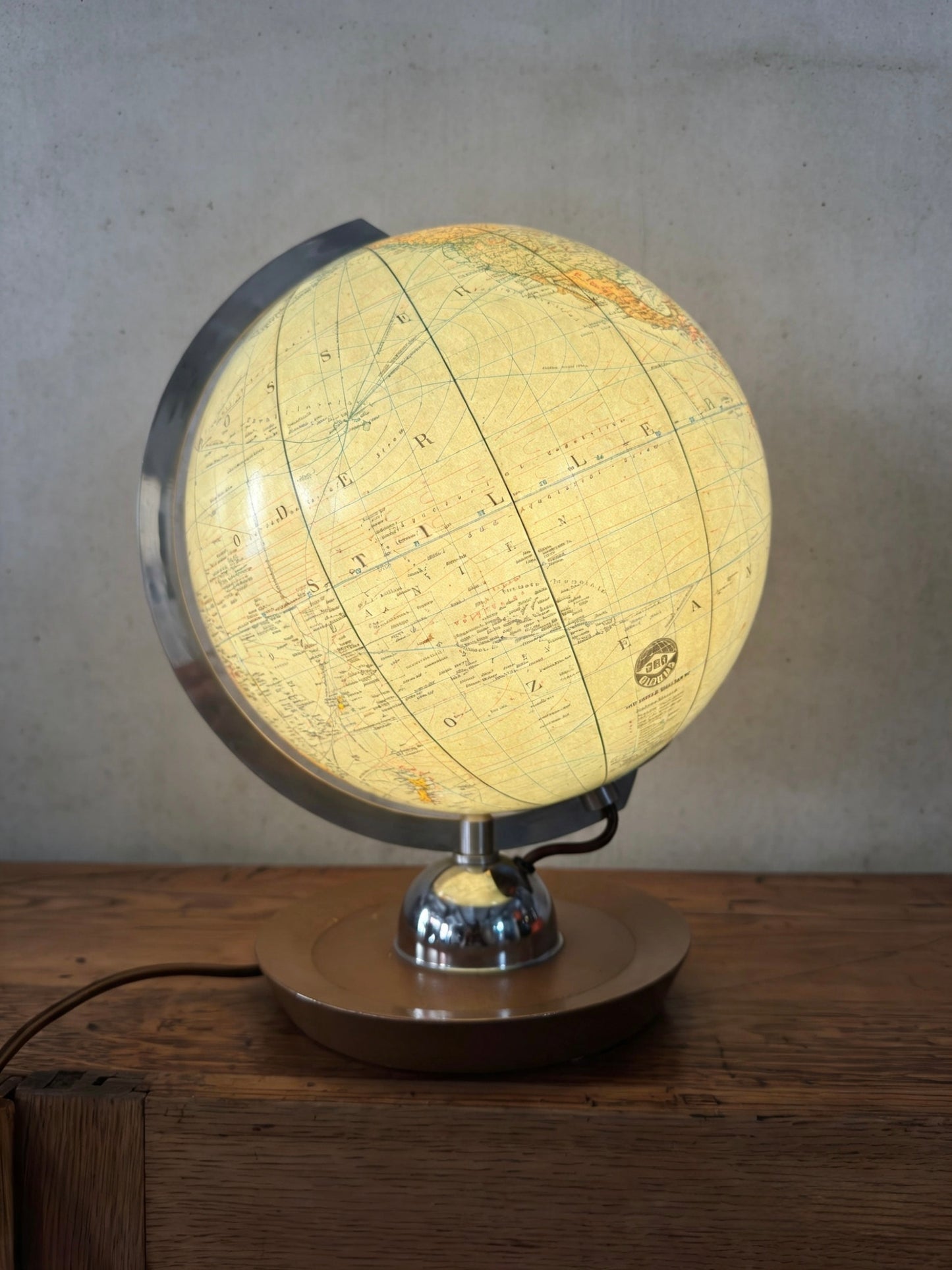 Vintage 1960s German Glass Globe Lamp By JRO Globus Munchen