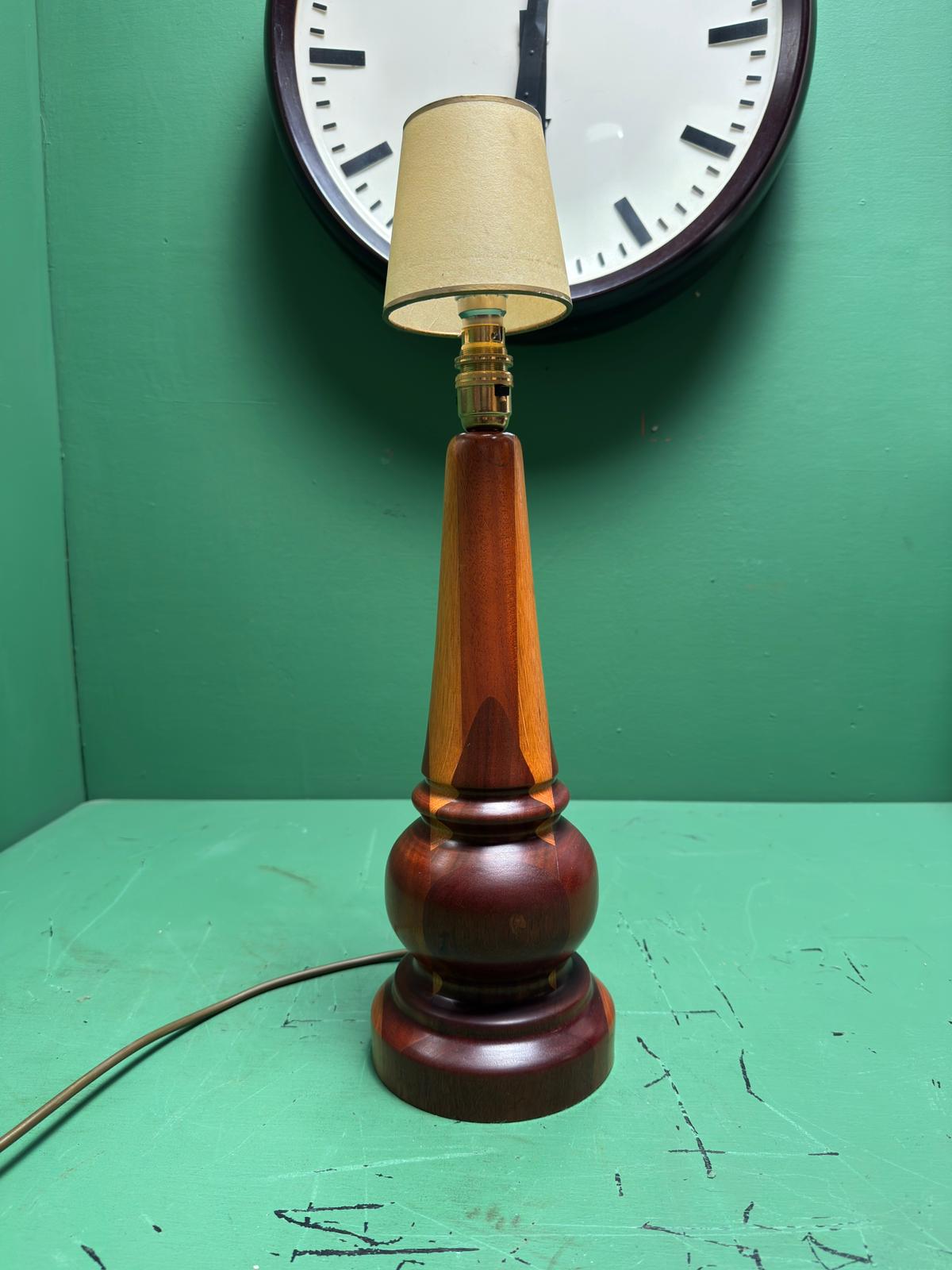 Mid Century 1960s Scandinavian Turned Teak Table Lamp
