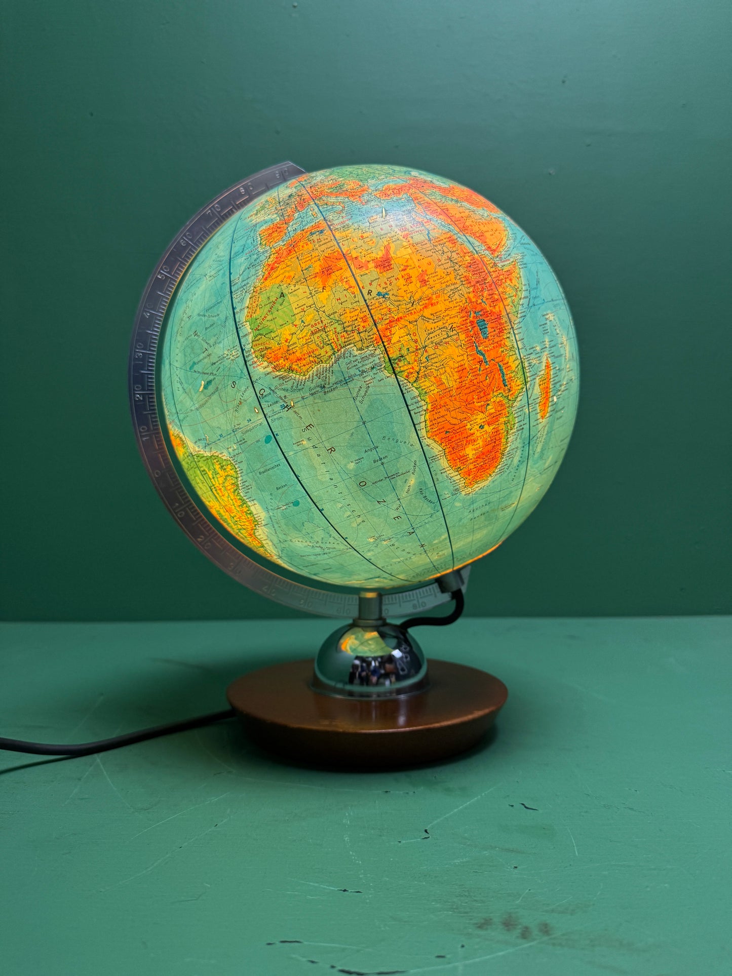 Vintage 1960s German Glass Globe Lamp By JRO Globus Munchen