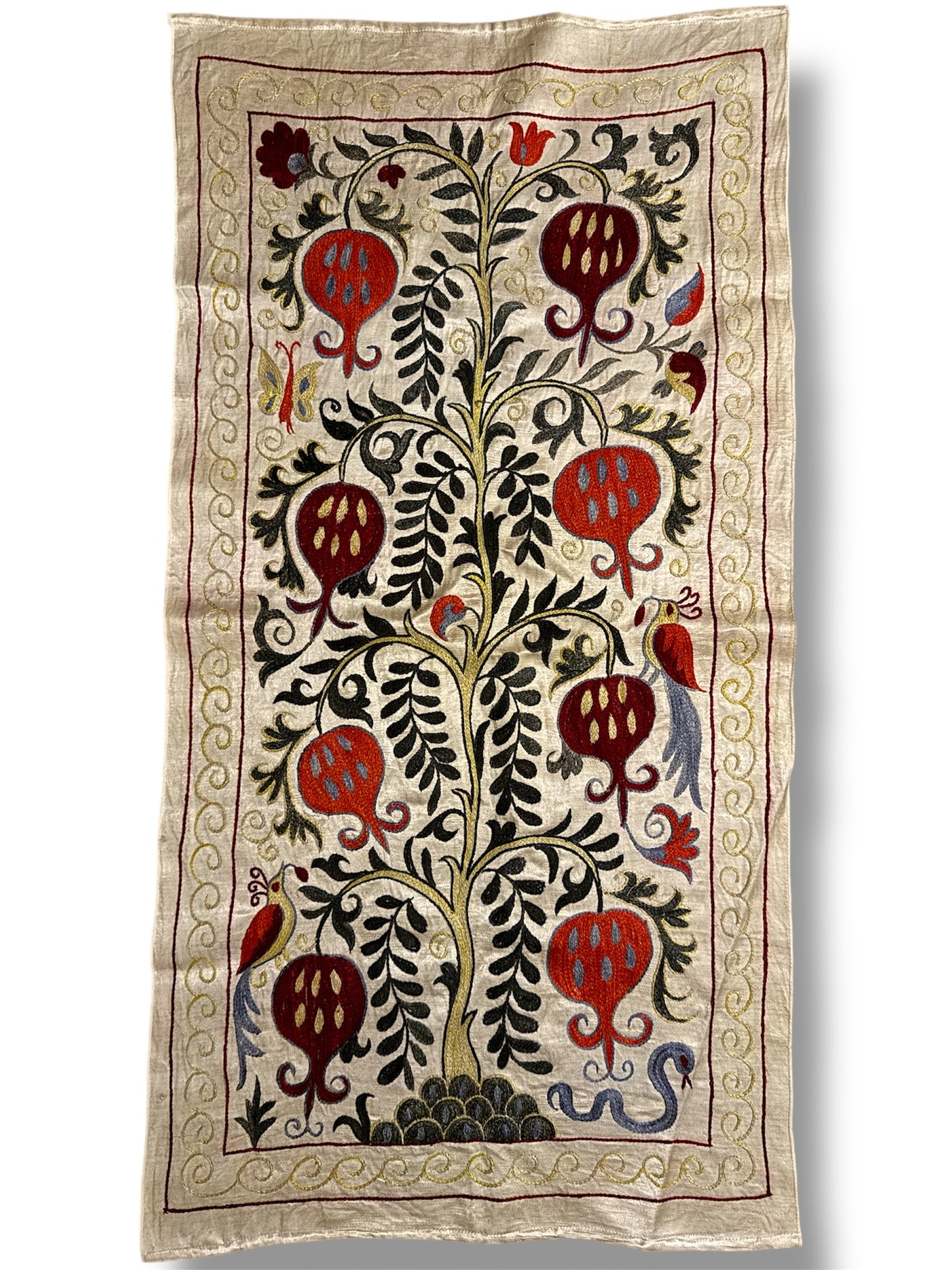 Hand Made Silk On Silk Uzbek Bukhara Suzani.