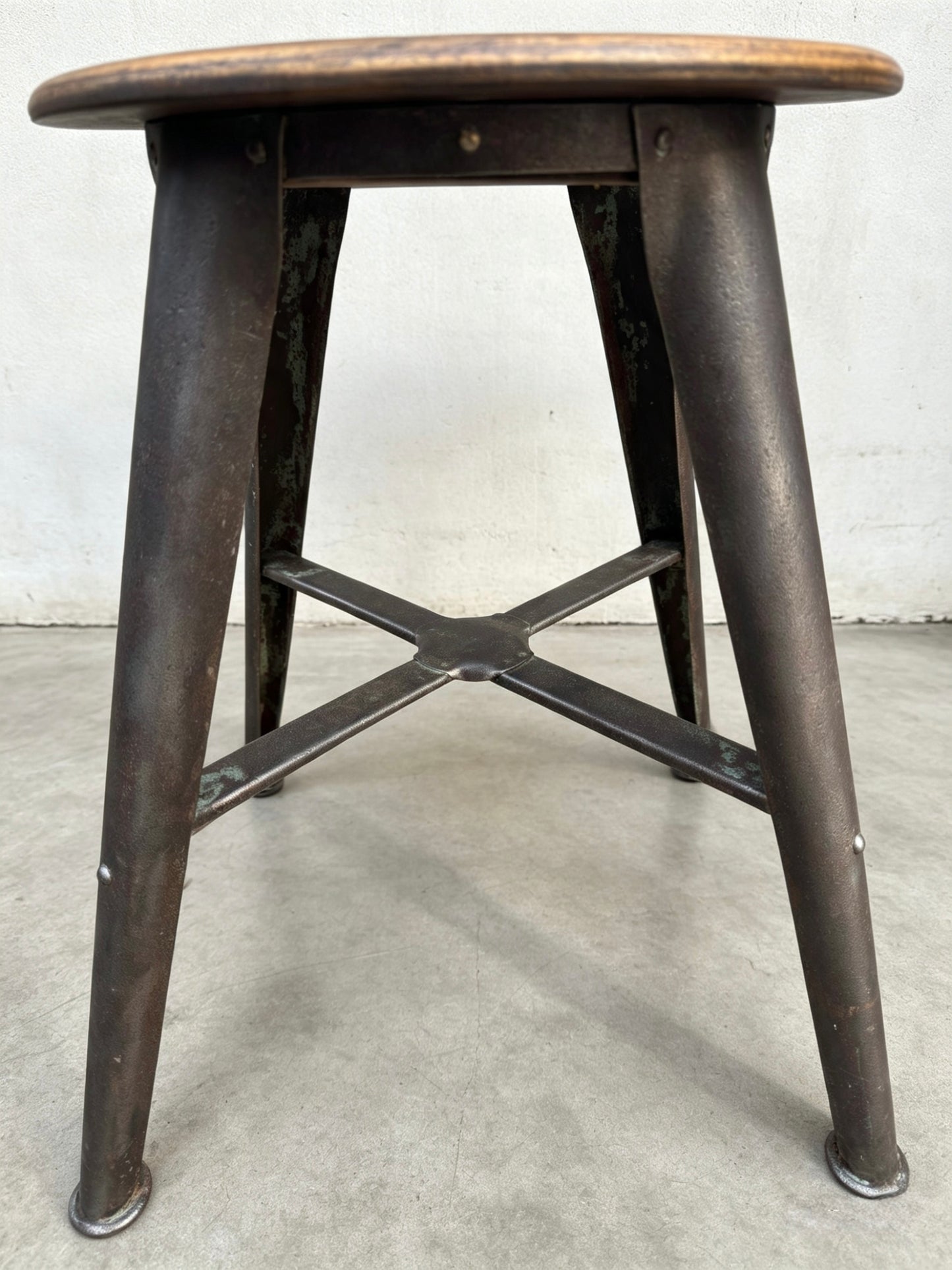 Rare 4 Leg Industrial Work Stool By Ama 1930s