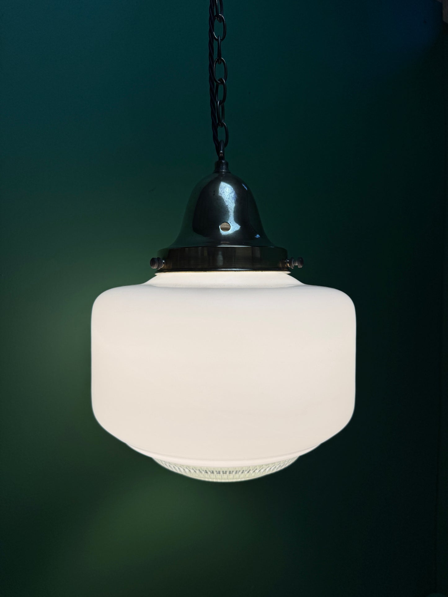 1930s Opaline Pendant Lights With Original Diffusers