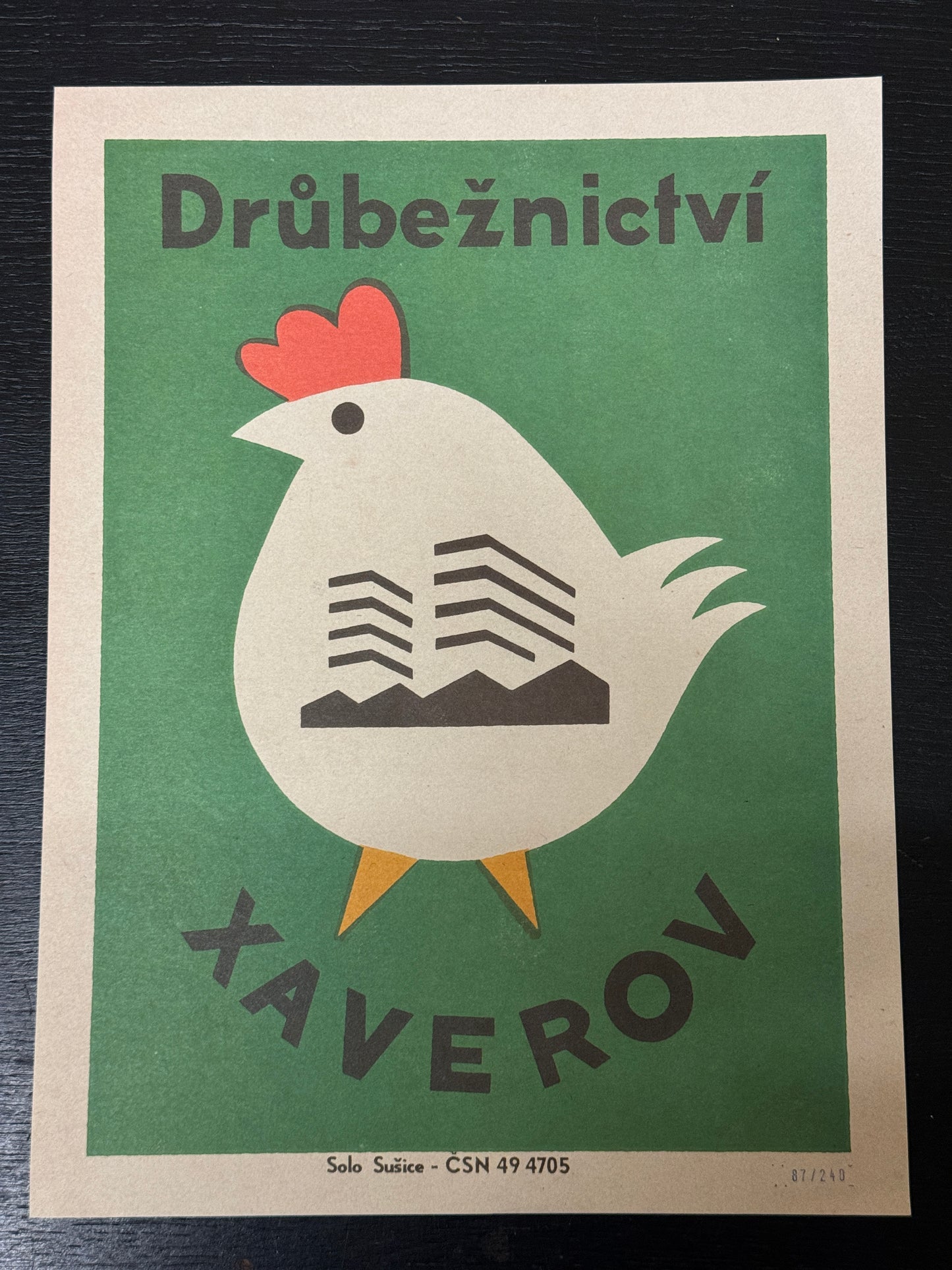 Limited Edition Czech Match Box Art Poster 87 of 240 Xaverov Poultry Factory