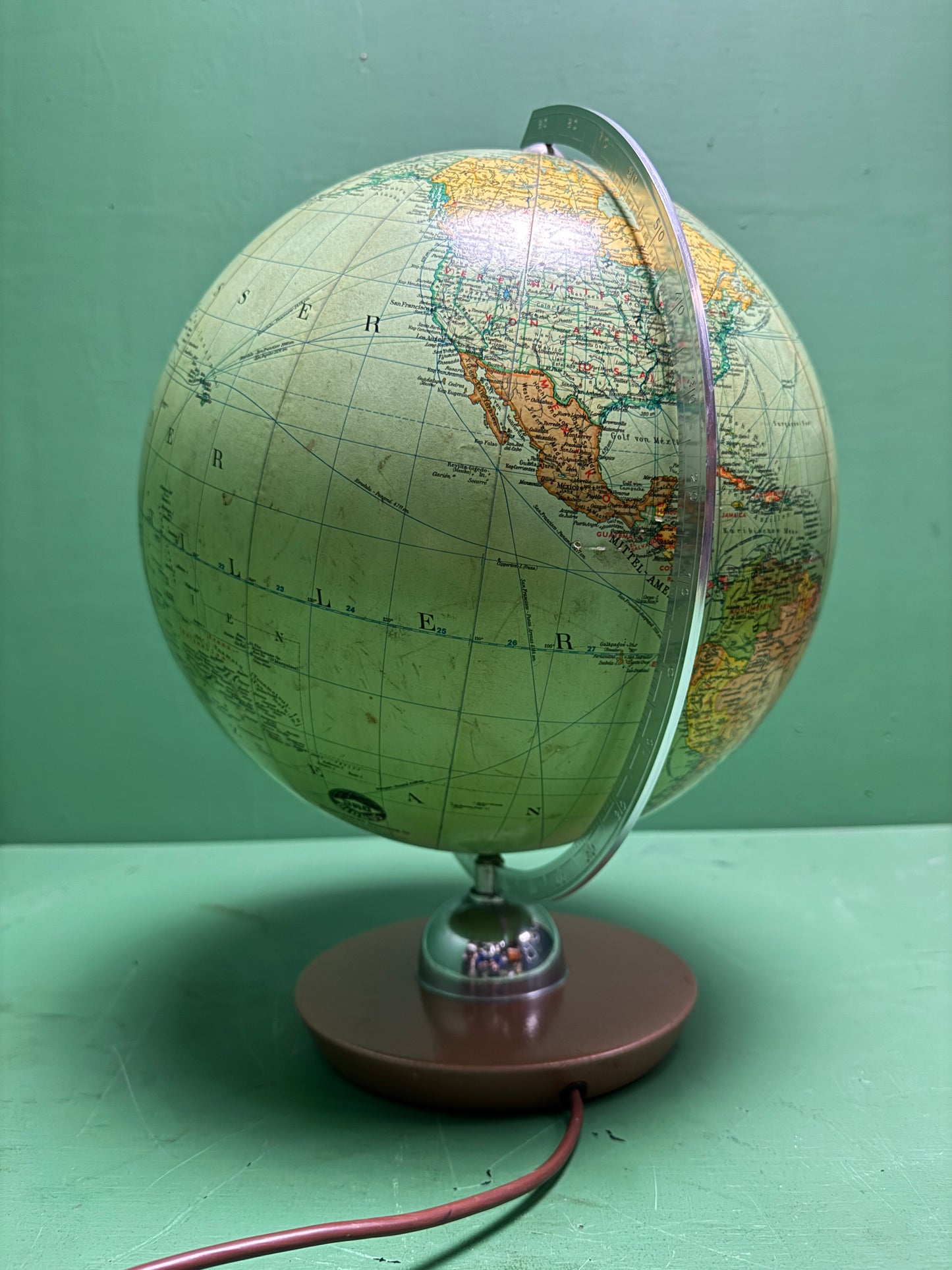 Vintage 1960s German Glass Globe Lamp By JRO Globus Munchenbh