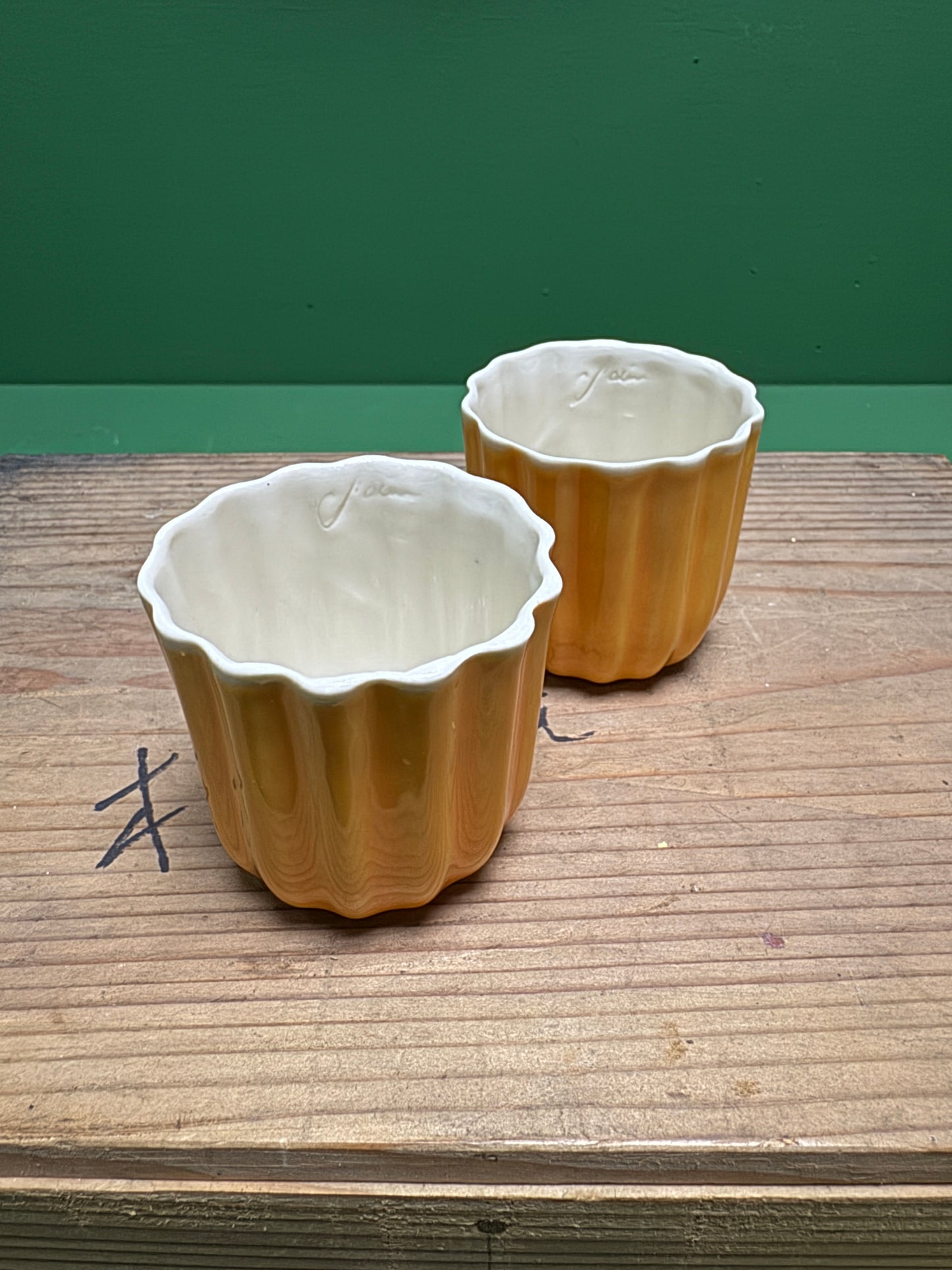 Hand Made Turkish Coffee / Espresso Cups By Renowned Design Ceramicist Saliha Kartal