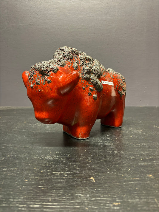 Otto Keramik Large Ceramic Bison West German Pottery Fat Lava