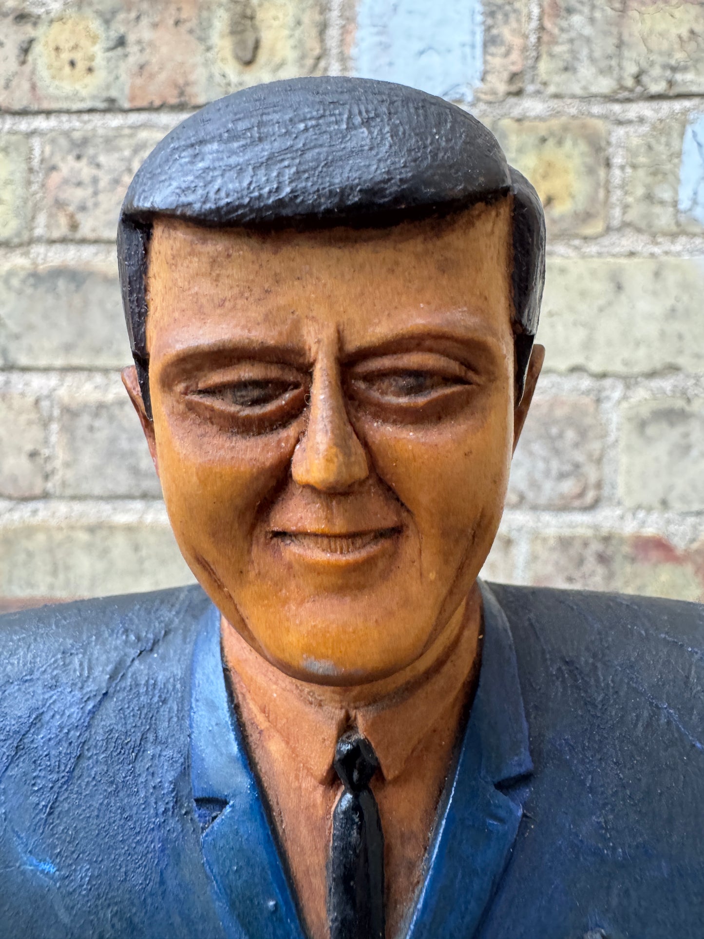 1960s Hand Carved President Kennedy Bust