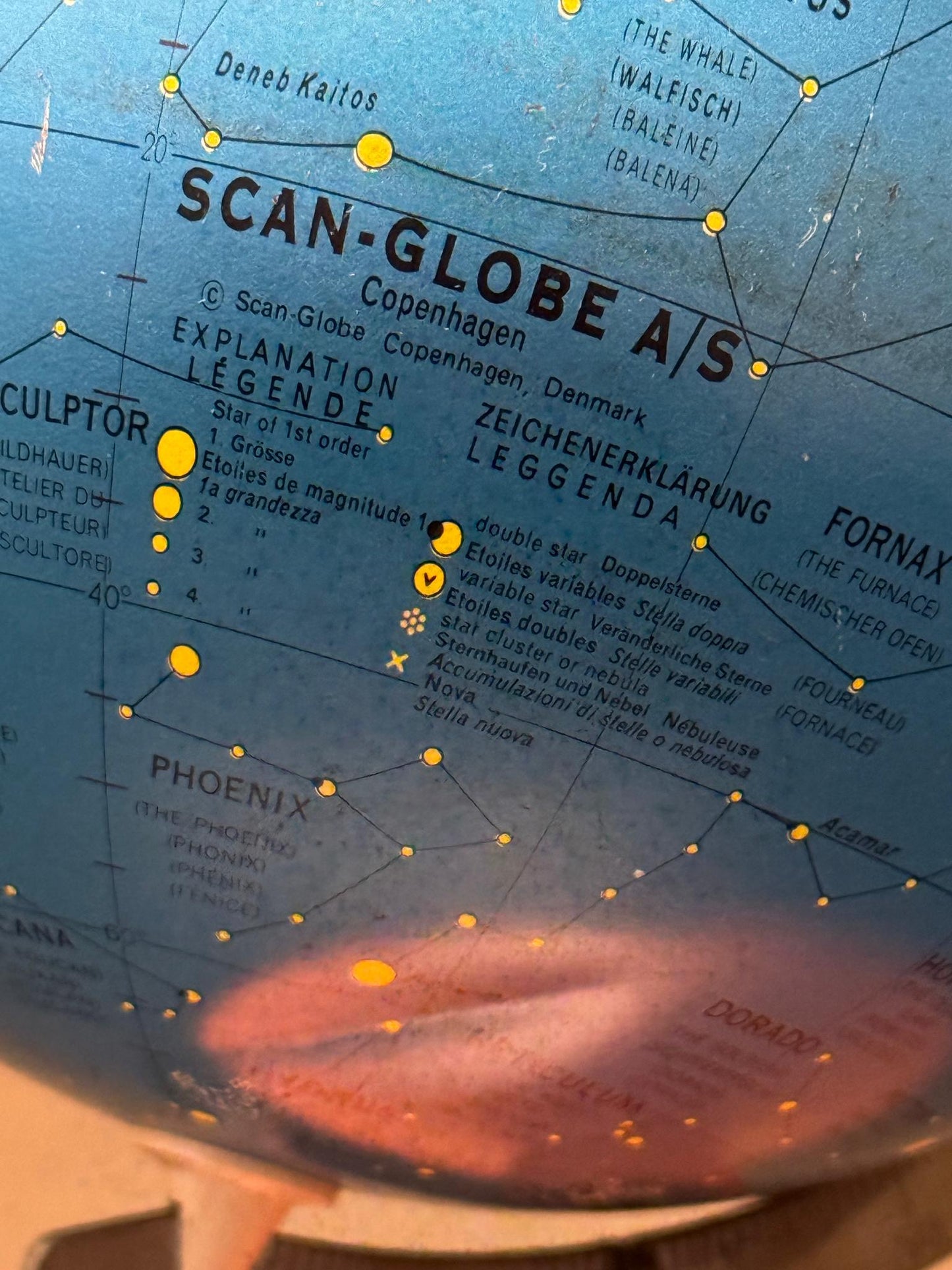 1960s Metal Celestial Table Globe By Scan Globe AS Copenhagen