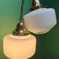 1930s Opaline Pendant Lights With Original Diffusers