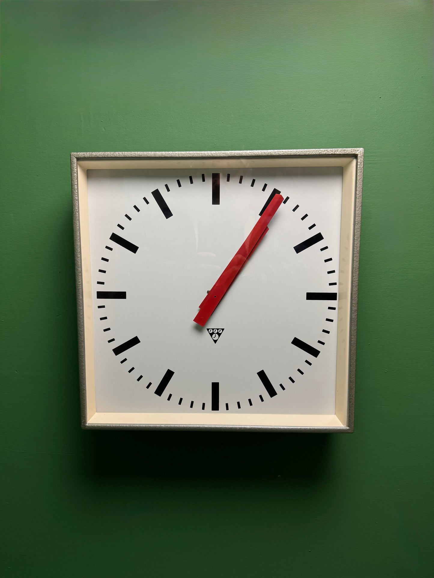 Large Czech Industrial 1970s Square Factory Clocks By Pragotron