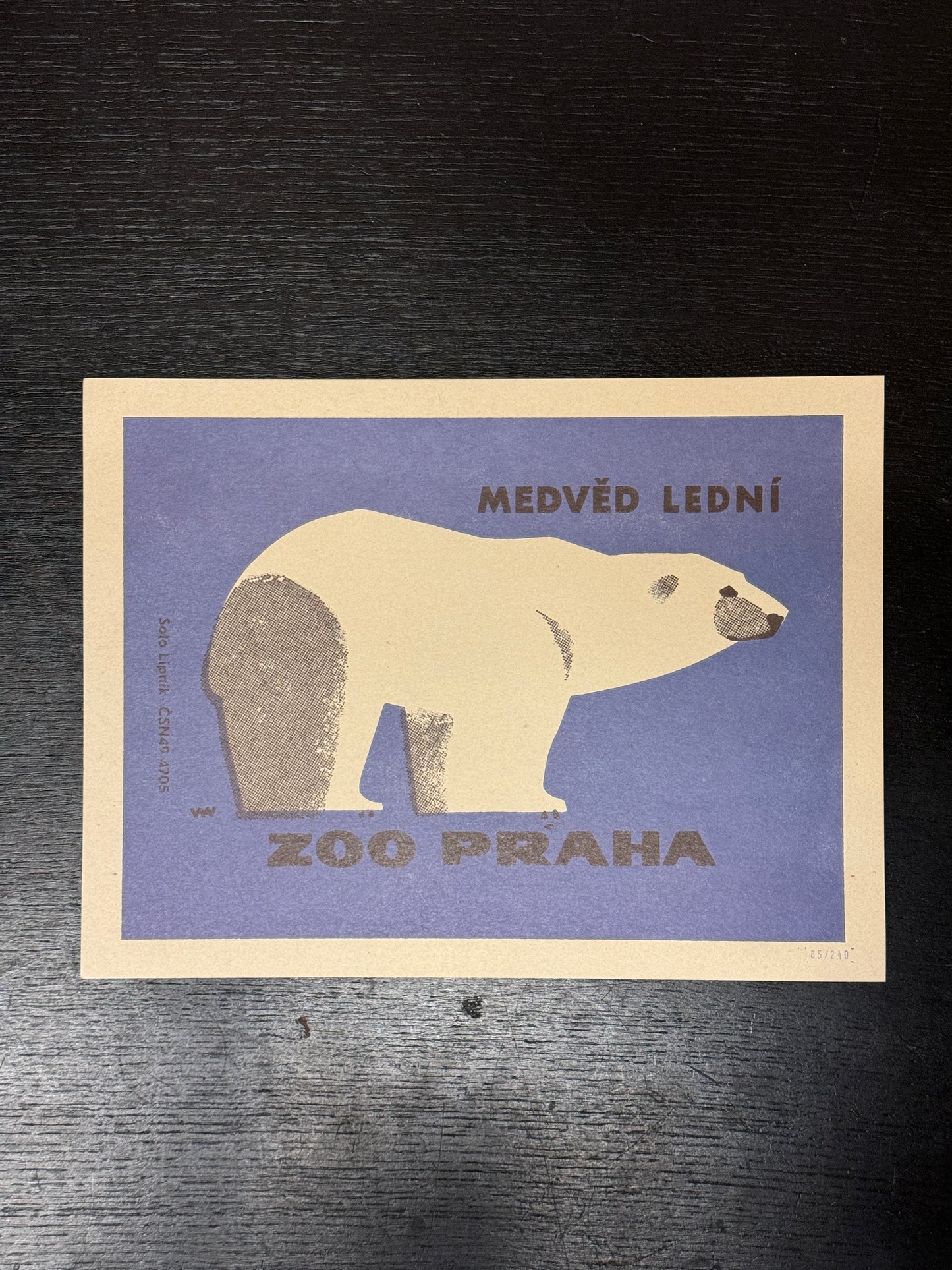 Limited Edition Czech Match Box Art Poster 85 of 240 Zoo Praha Polar Bear