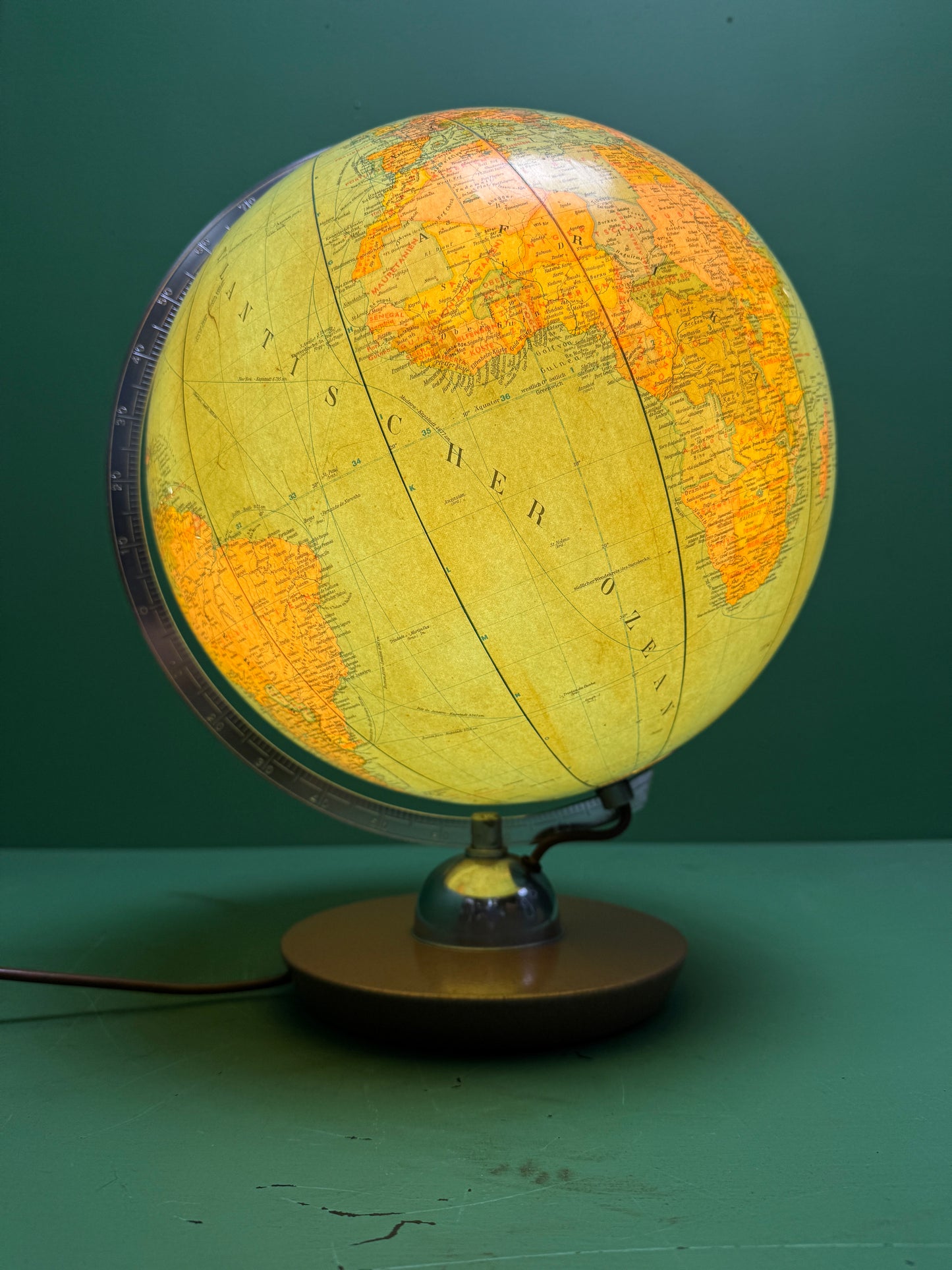 Vintage 1960s German Glass Globe Lamp By JRO Globus Munchenbh