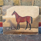 Late 1800s Oil Painting Bay Horse In A Stable