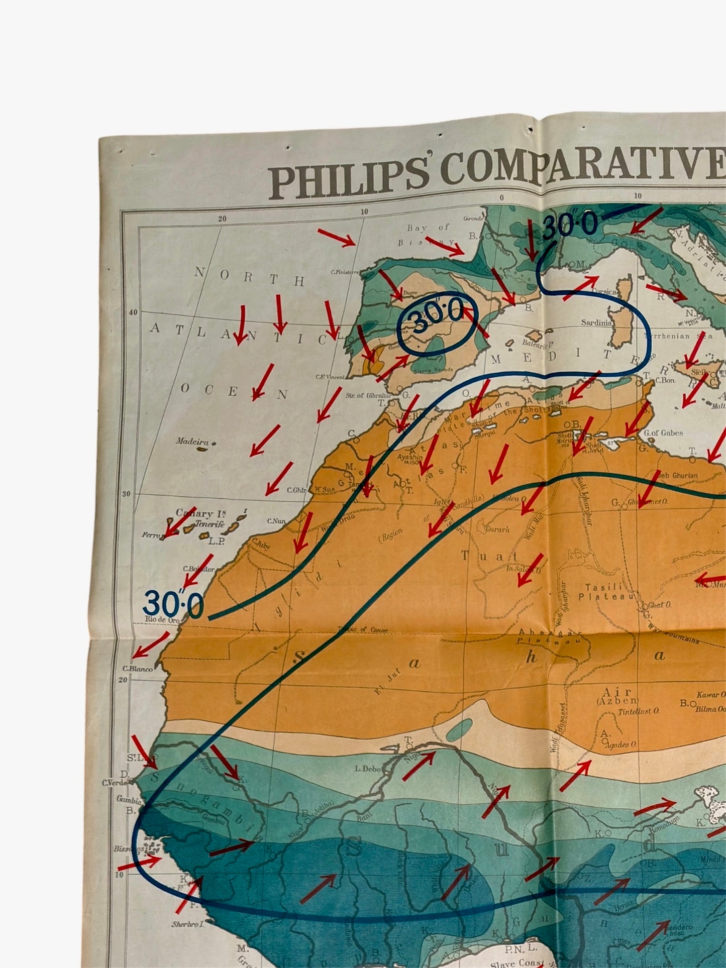 Philips Comparative Wall Atlas Of Africa Circa 1950s