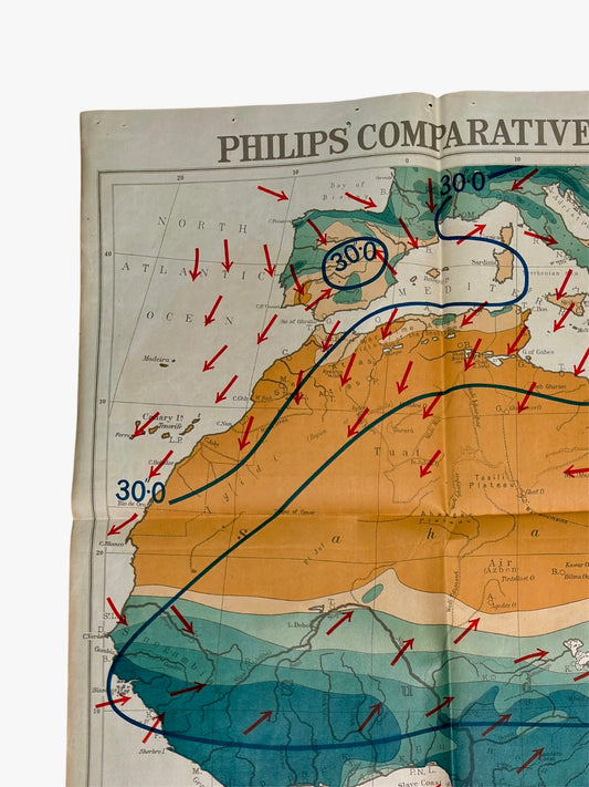 Philips Comparative Wall Atlas Of Africa Circa 1950s