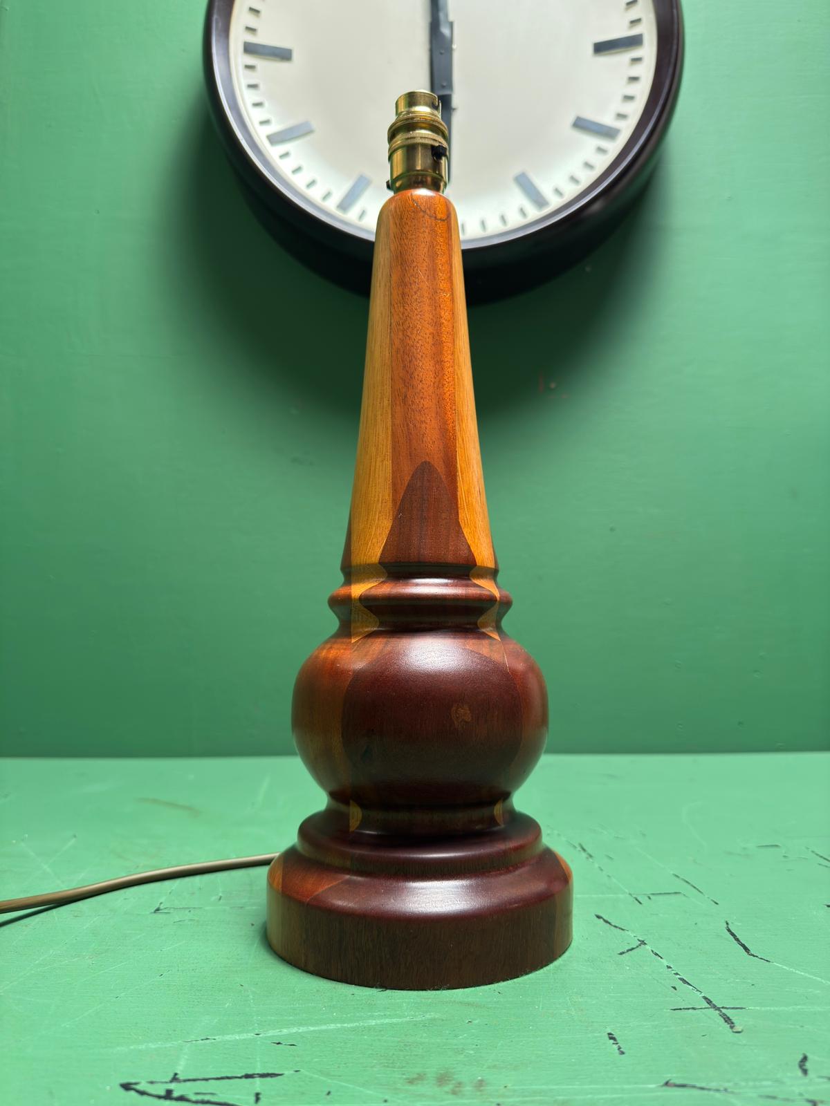 Mid Century 1960s Scandinavian Turned Teak Table Lamp