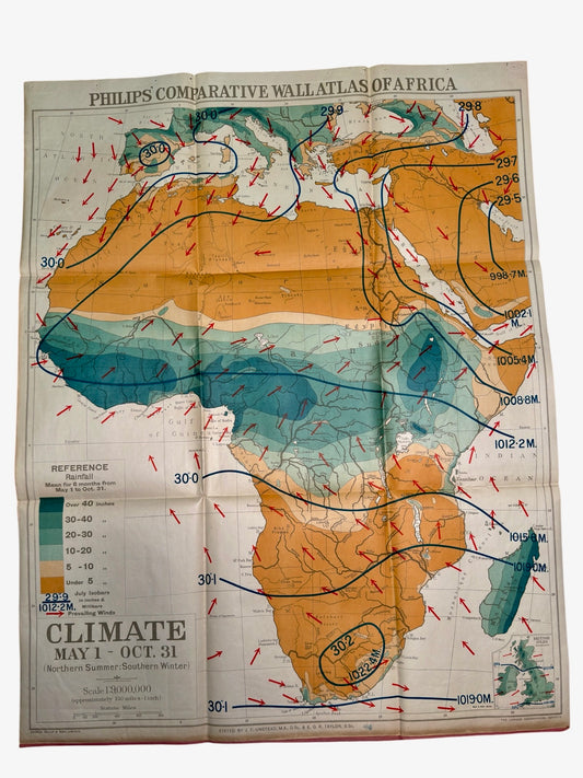 Philips Comparative Wall Atlas Of Africa Circa 1950s