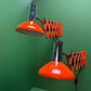 1970s Bright Orange Scissor Lamps By SIS Germany.