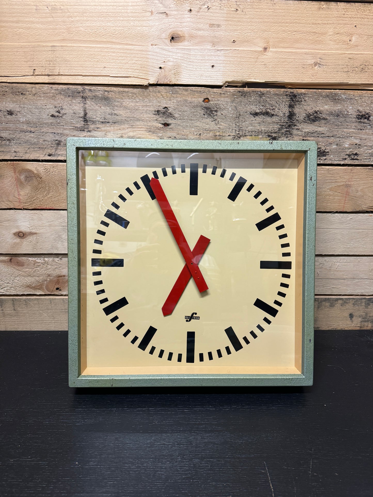 Large 1950's East German Industrial Factory Clocks By Elfema