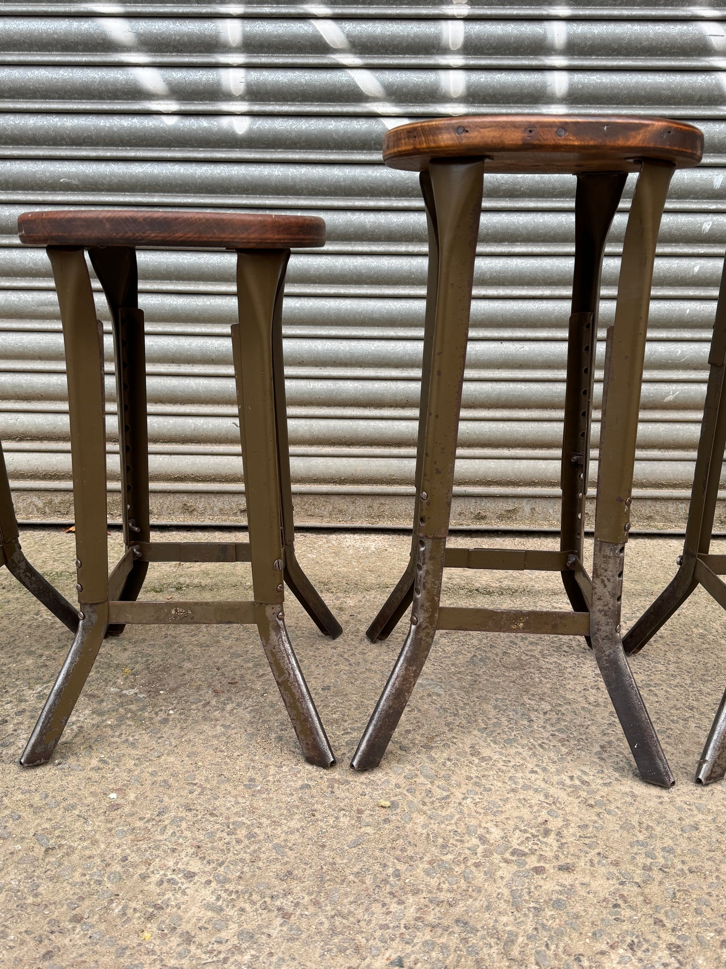 1940s London Made Sankey-Sheldon Factory Stools