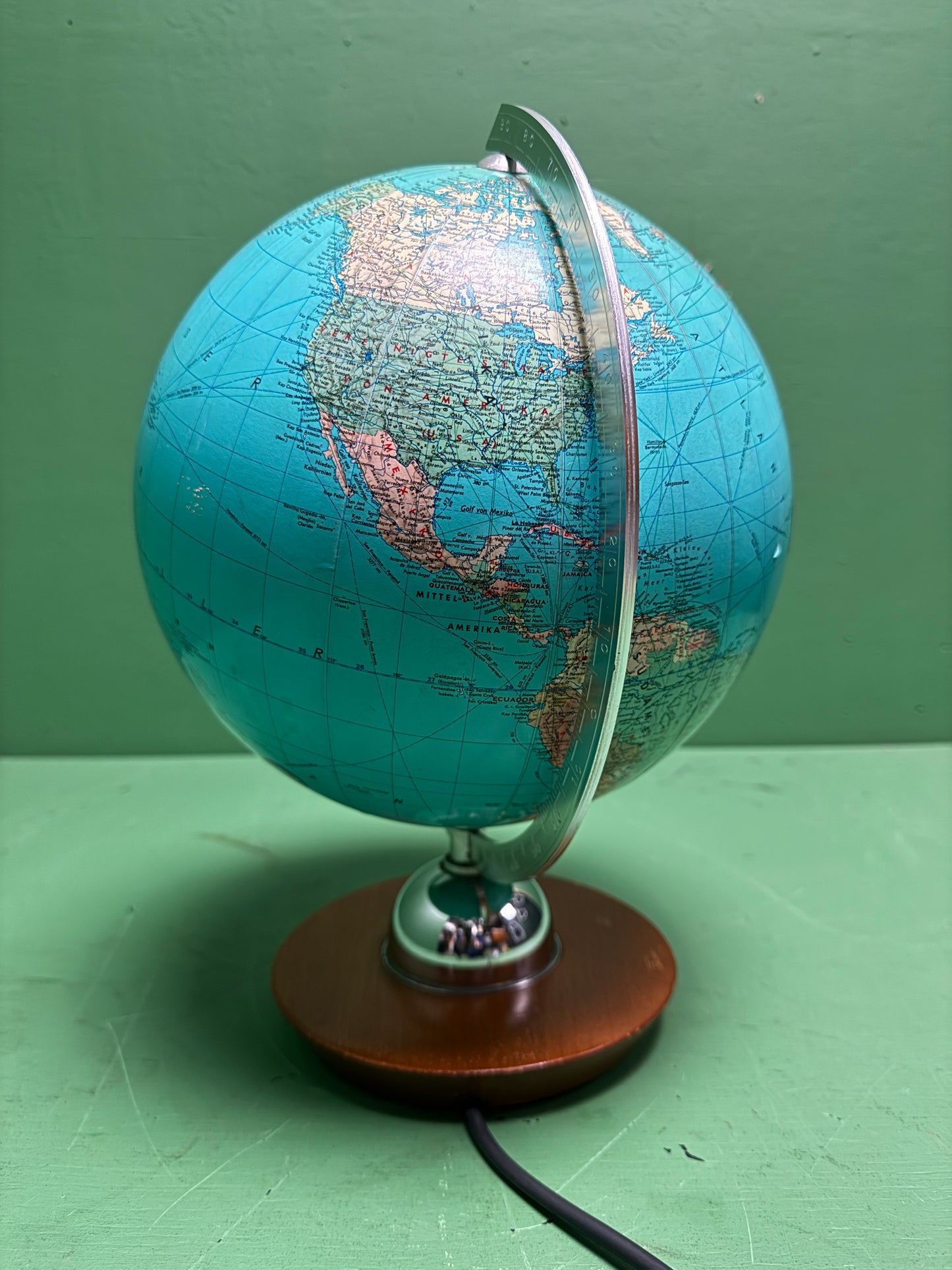 Vintage 1960s German Glass Globe Lamp By JRO Globus Munchen