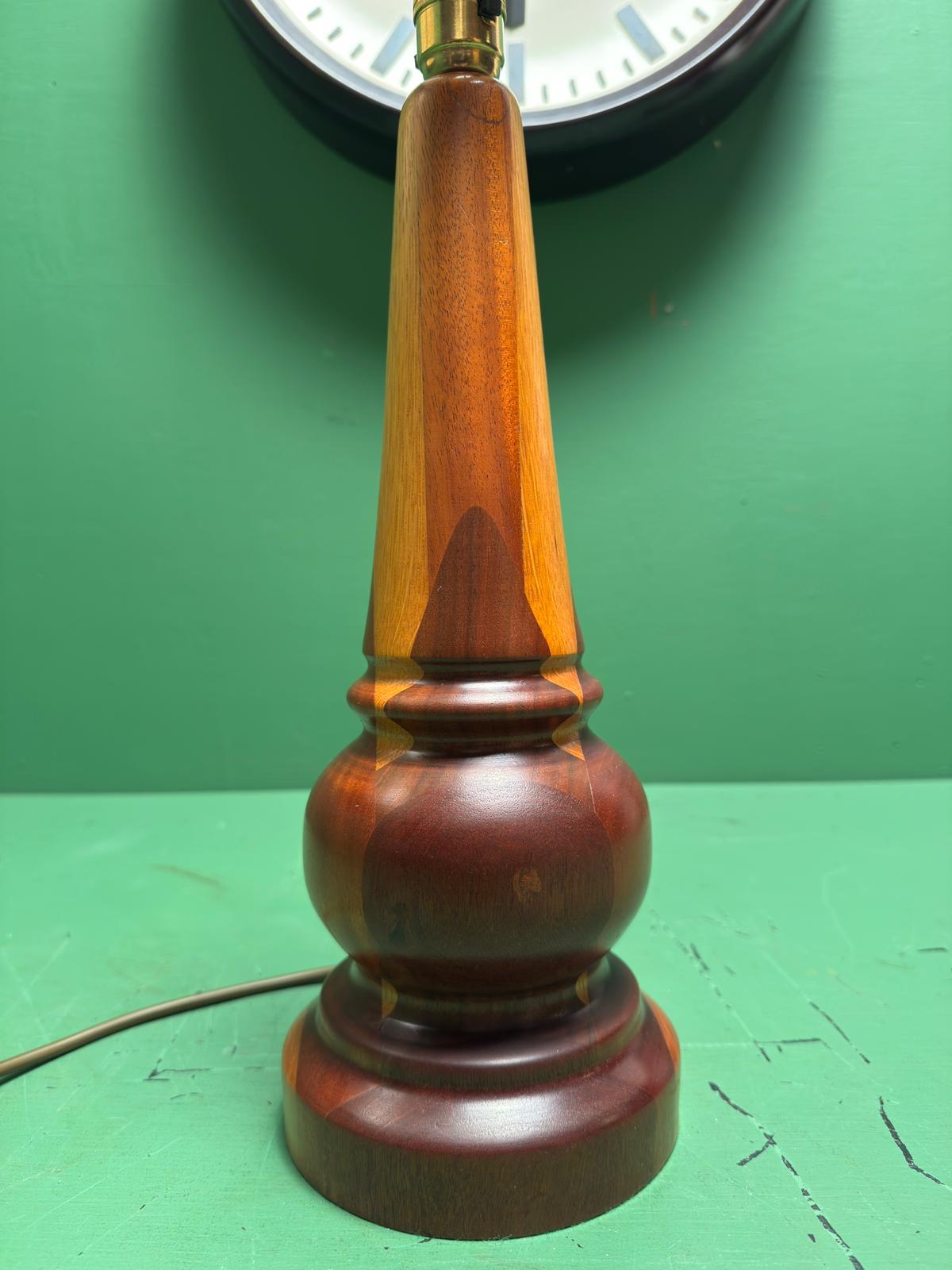 Mid Century 1960s Scandinavian Turned Teak Table Lamp