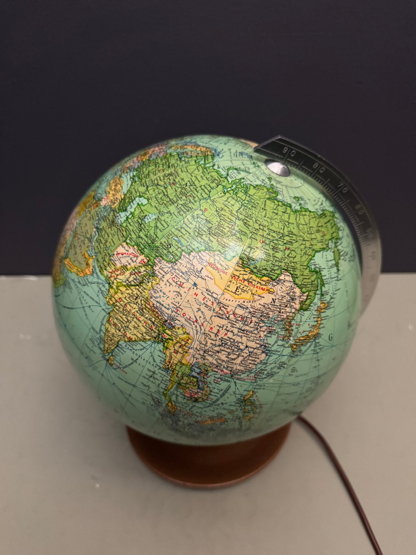 Vintage 1960s German Glass Globe Lamp By JRO Globus Munchen