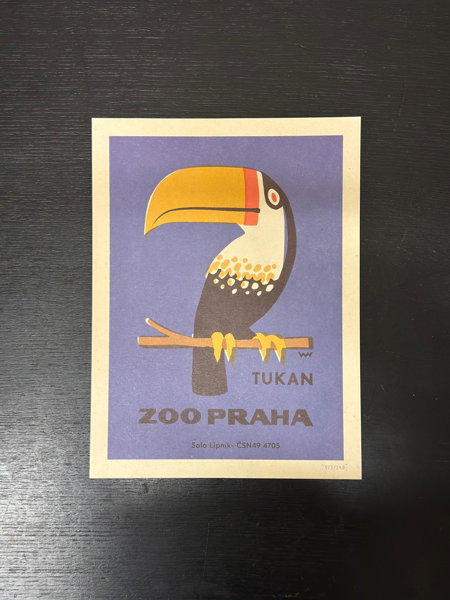 Limited Edition Czech Match Box Art Poster 173 of 240 Zoo Praha Toucan