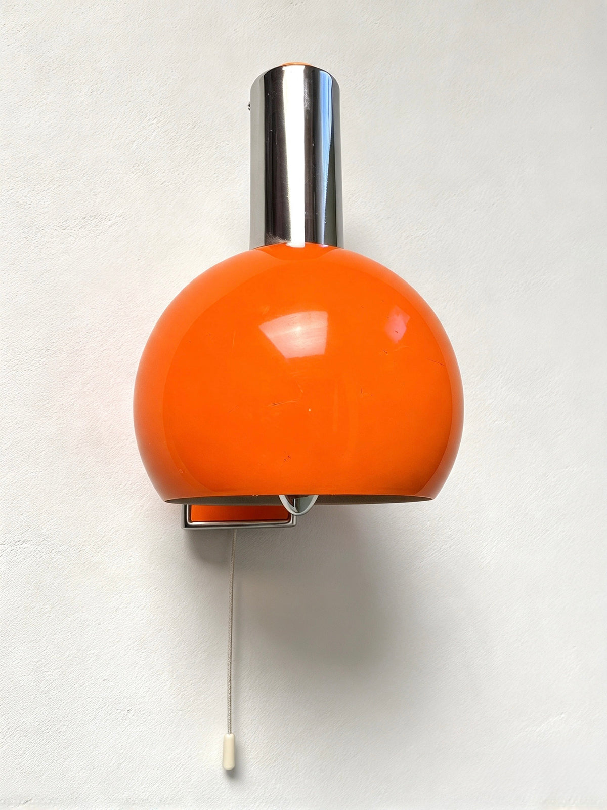 1960s Retro Orange & Chrome Wall Lamp