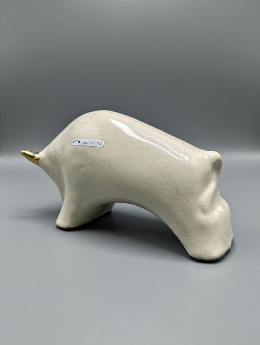Otto Keramik Gold Edition Ceramic Bull West German Pottery Fat Lava