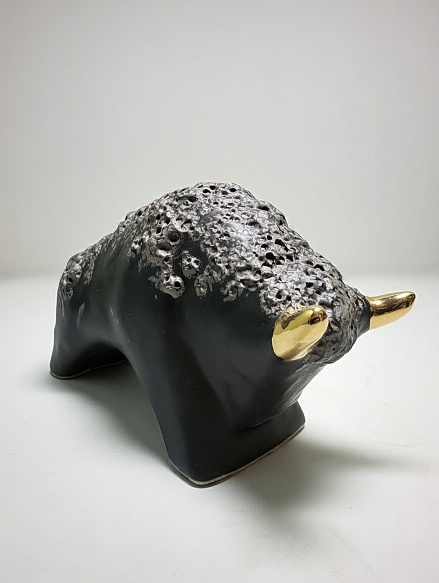 Otto Keramik Gold Edition Ceramic Bull West German Pottery Fat Lava