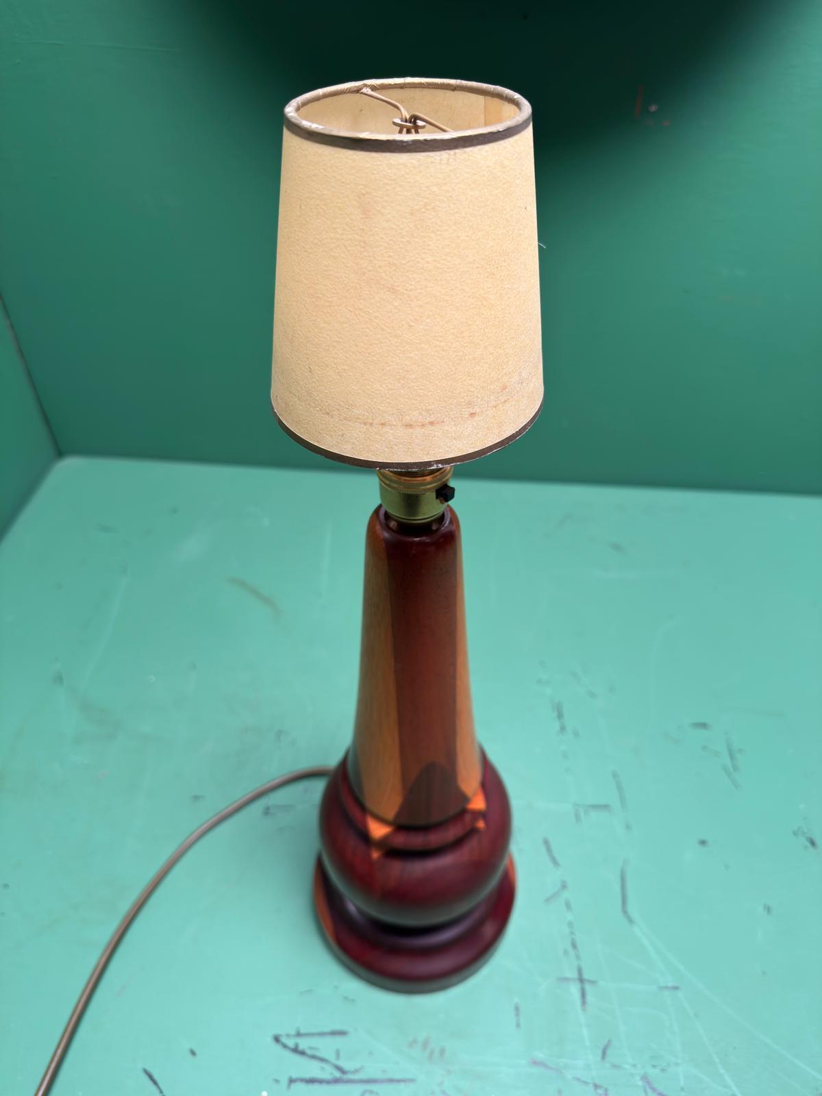 Mid Century 1960s Scandinavian Turned Teak Table Lamp