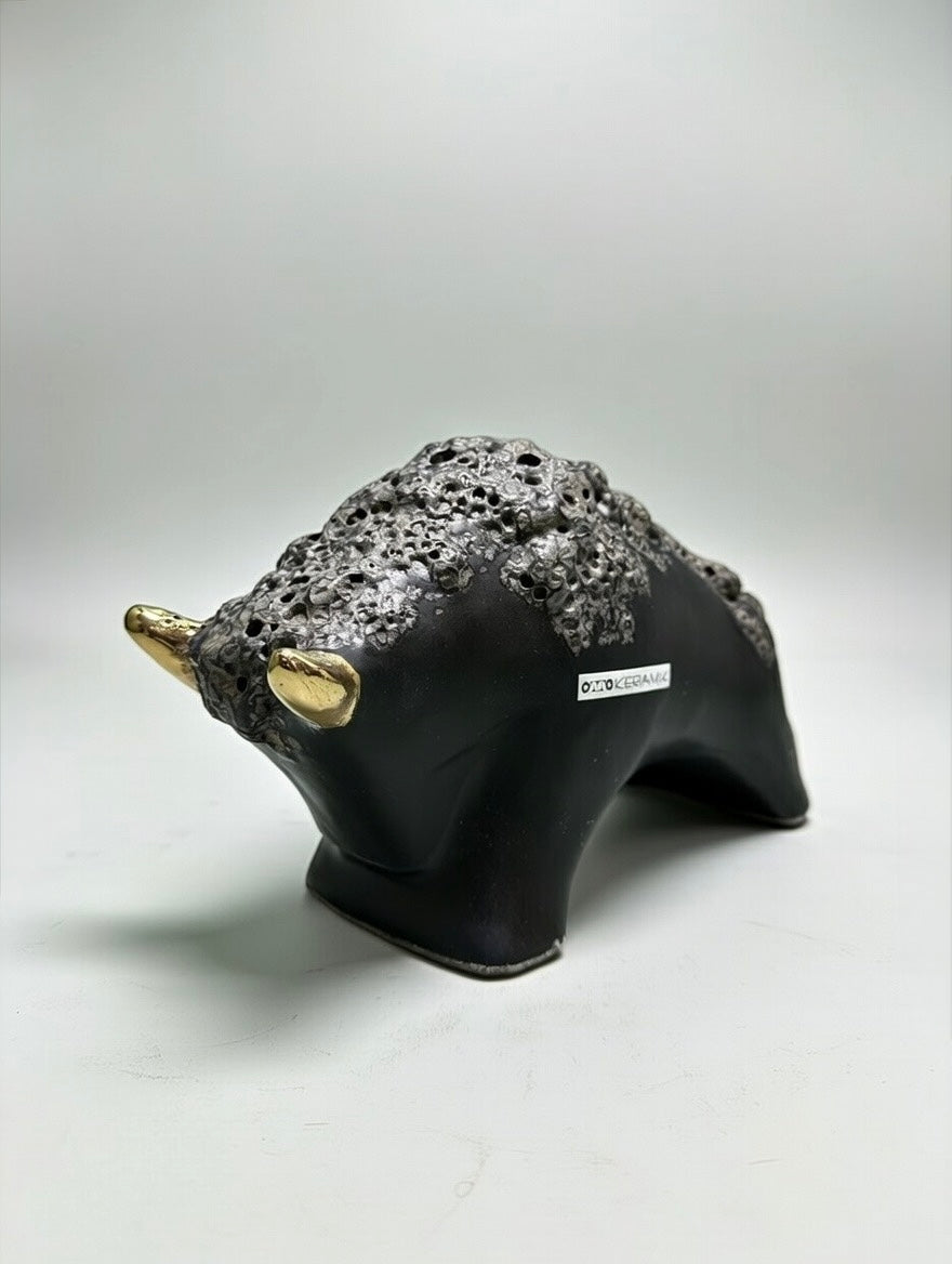 Otto Keramik Gold Edition Ceramic Bull West German Pottery Fat Lava