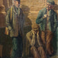 Oil Painting On Canvas Of 5 Elderly Gentlemen Signed A Jacobs 1917