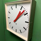 Large Czech Industrial 1970s Square Factory Clocks By Pragotron