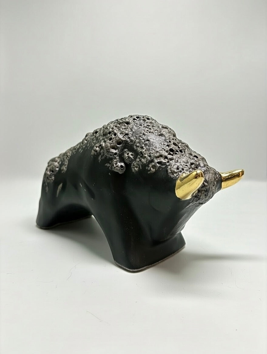 Otto Keramik Gold Edition Ceramic Bull West German Pottery Fat Lava