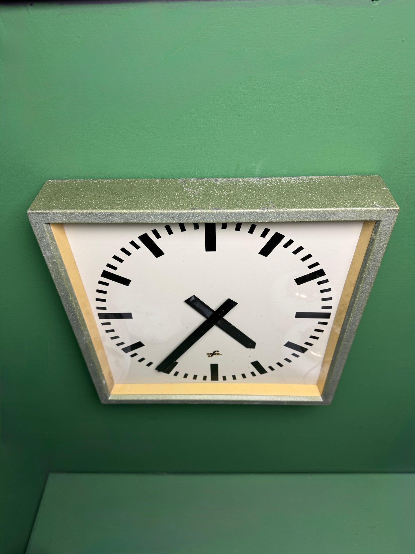 Large 1960's East German Industrial Factory Clocks By Elfema
