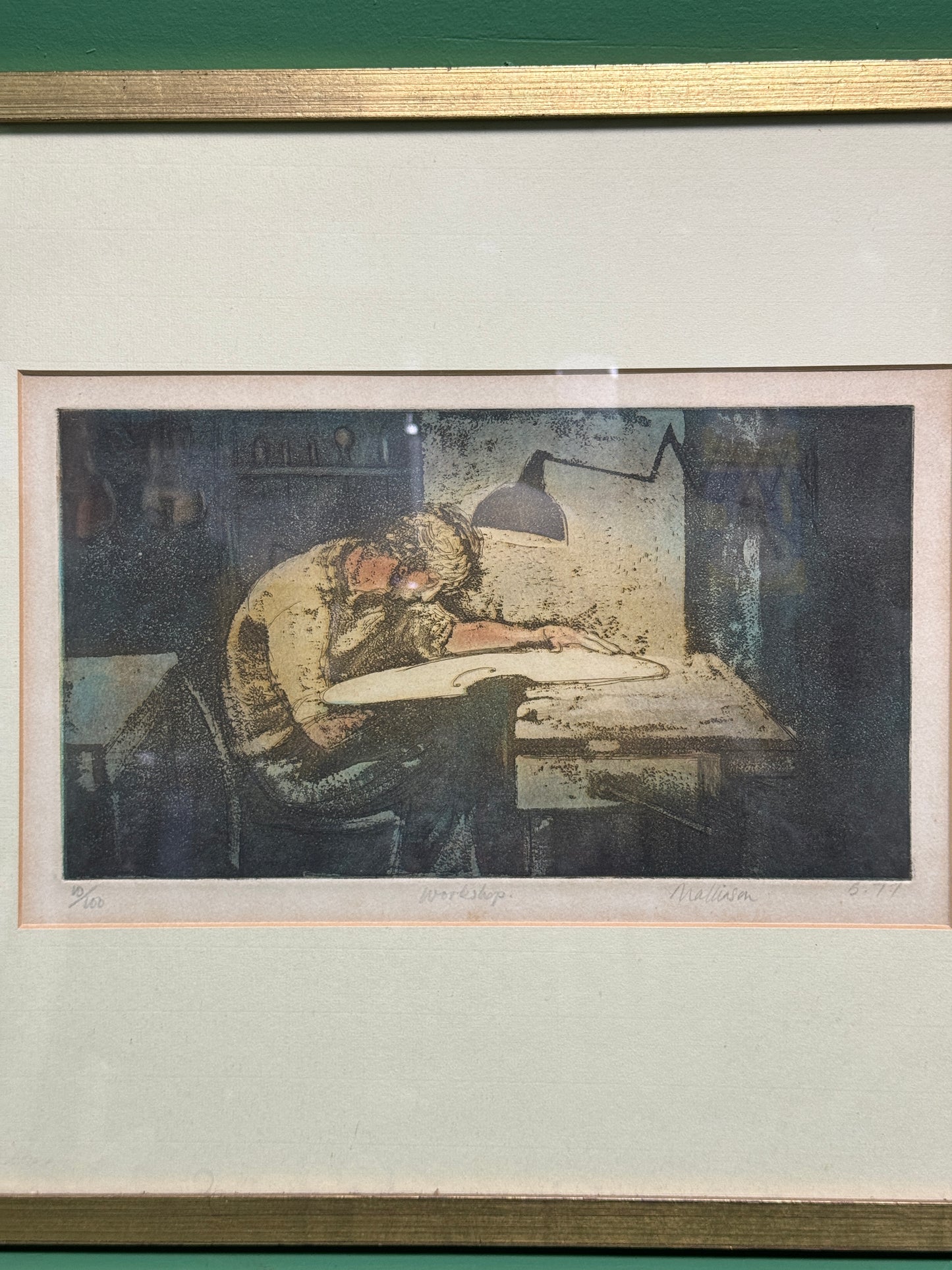 Framed Print Titled ‘ Workshop ‘ No 10 Of  100 Signed Mallinson 1977