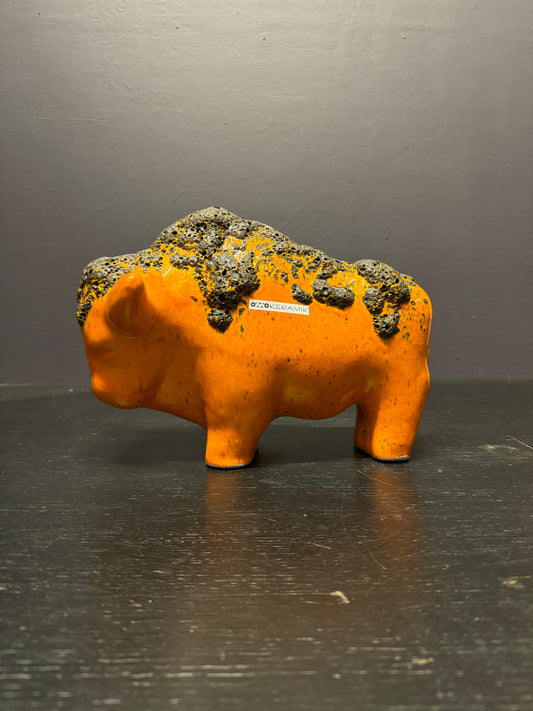 Otto Keramik Large Ceramic Bison West German Pottery Fat Lava