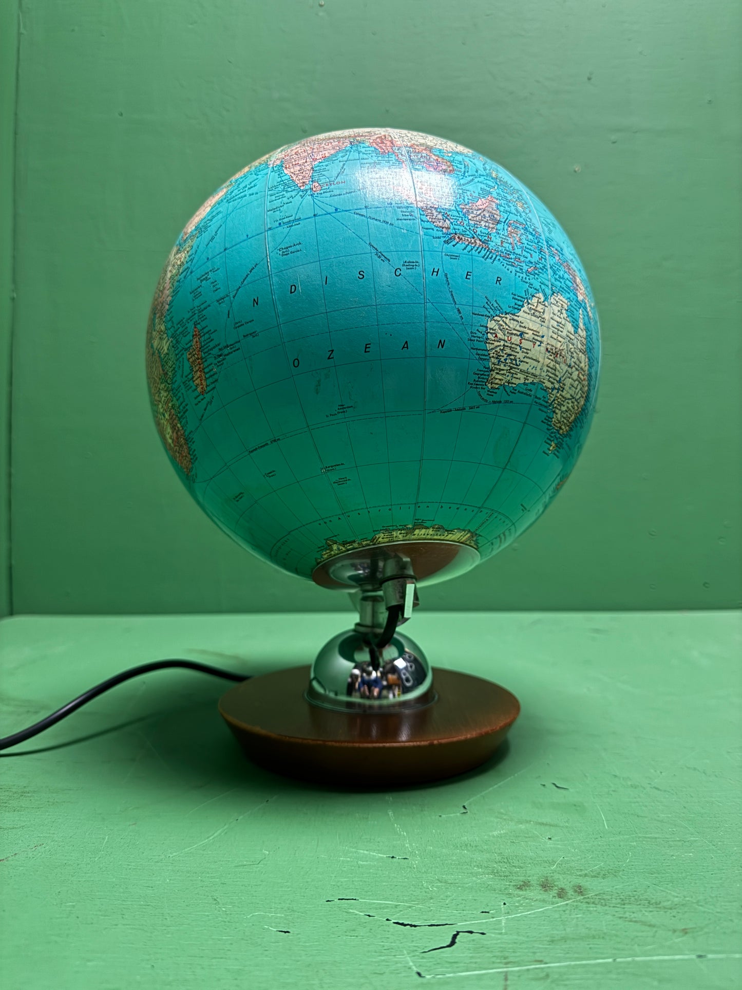 Vintage 1960s German Glass Globe Lamp By JRO Globus Munchen