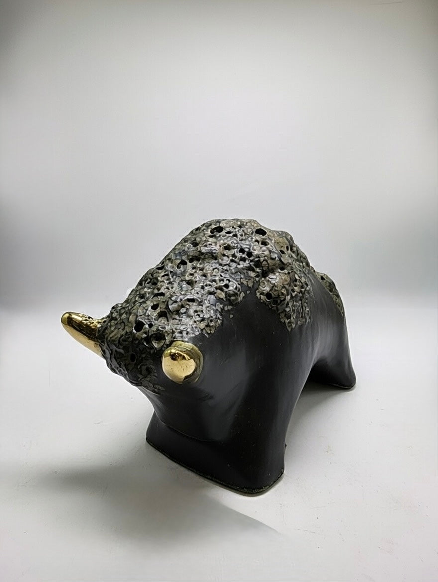 Otto Keramik Gold Edition Ceramic Bull West German Pottery Fat Lava