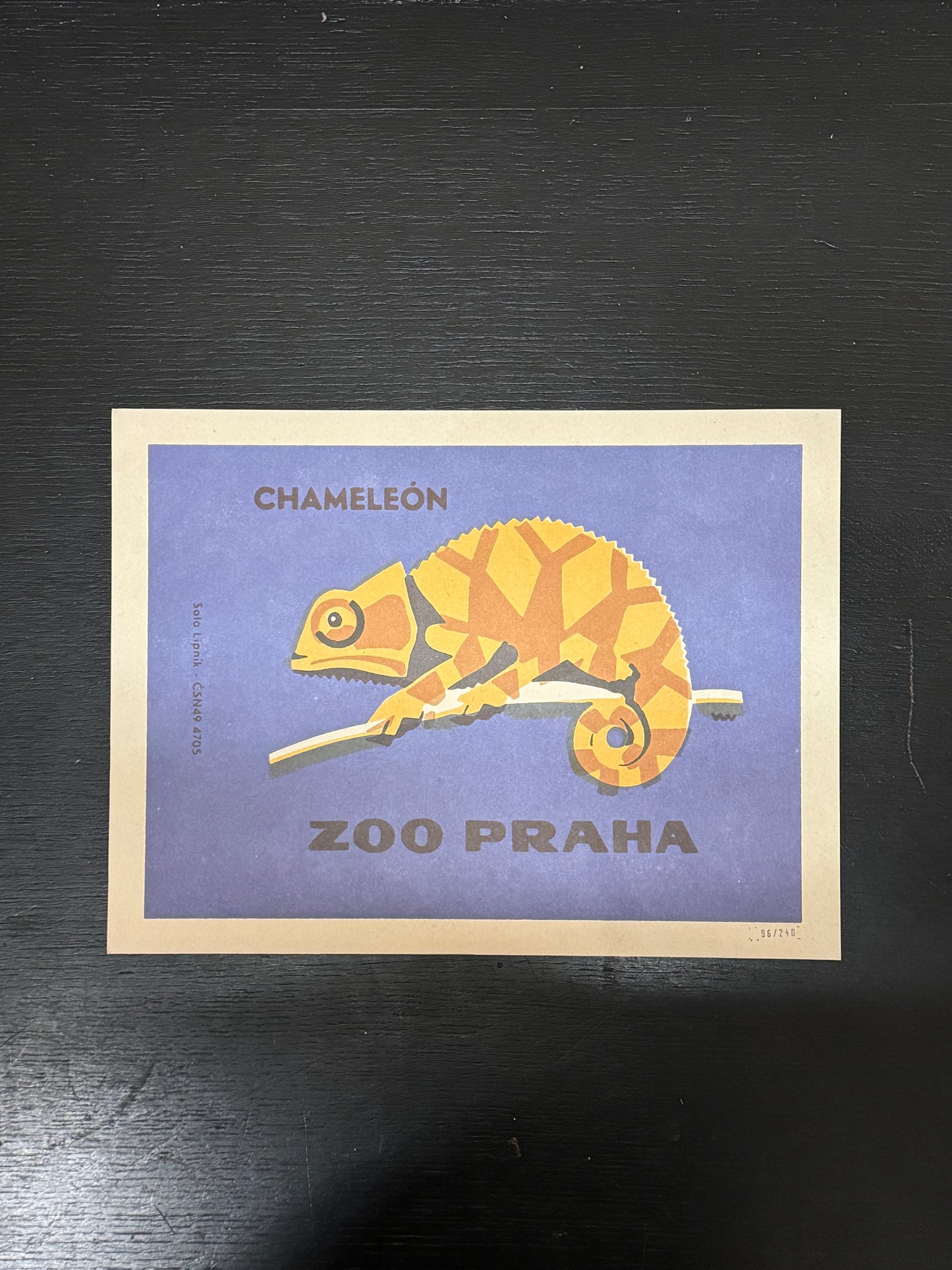 Limited Edition Czech Match Box Art Poster 96 of 240 Zoo Praha Chameleon