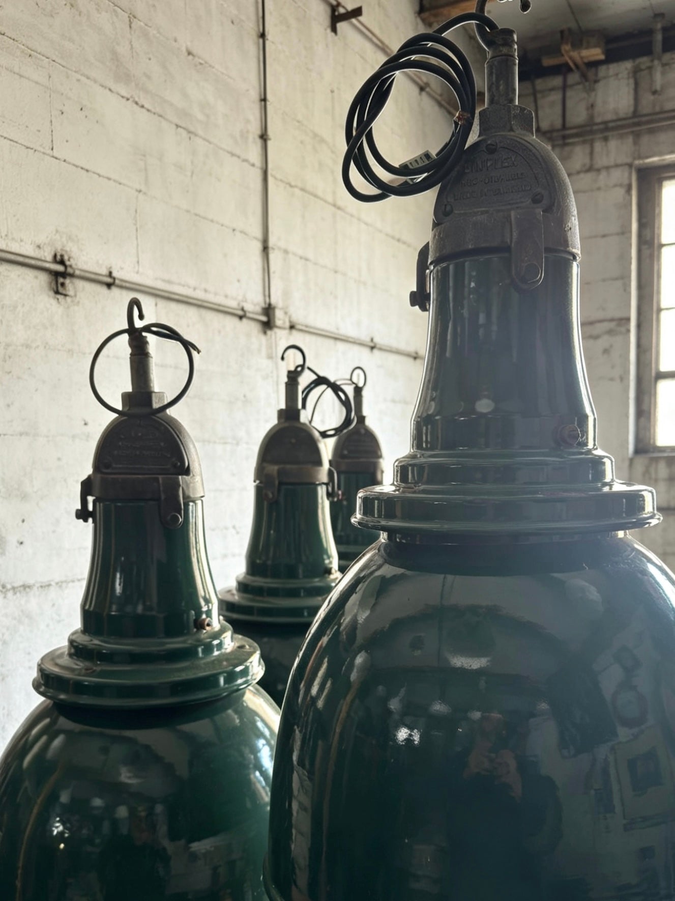 1940s Large Industrial Factory Lights By Simplex