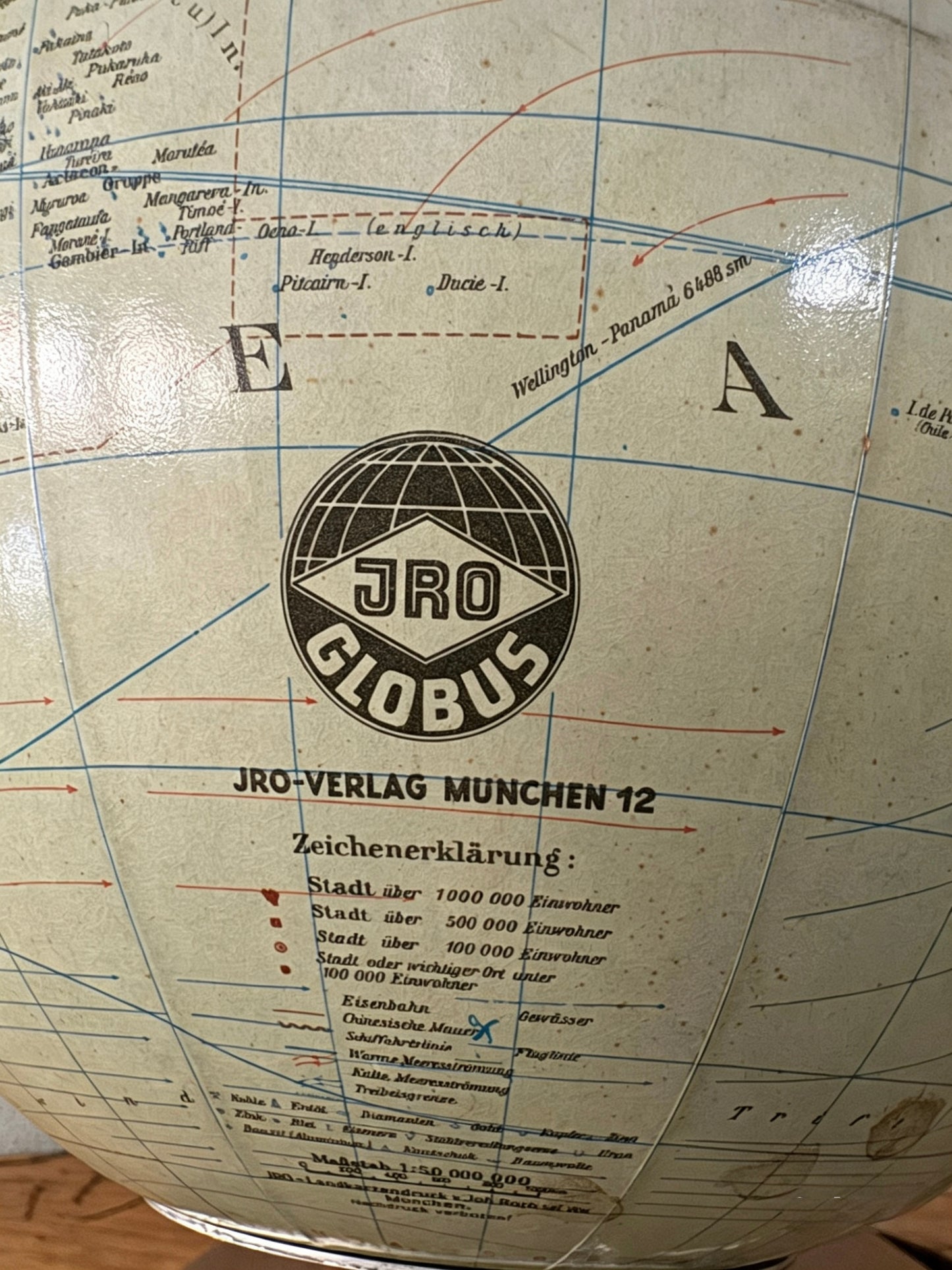 Vintage 1960s German Glass Globe Lamp By JRO Globus Munchen