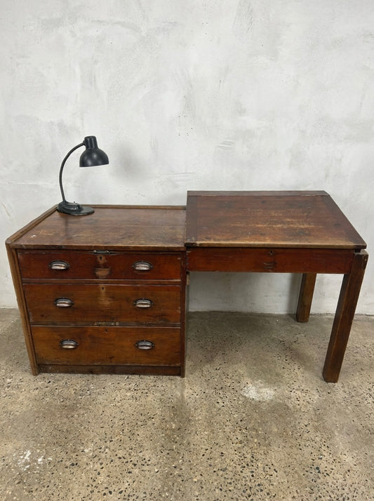 Scratch Built Warehouse Desk & Drawers Circa 1930s