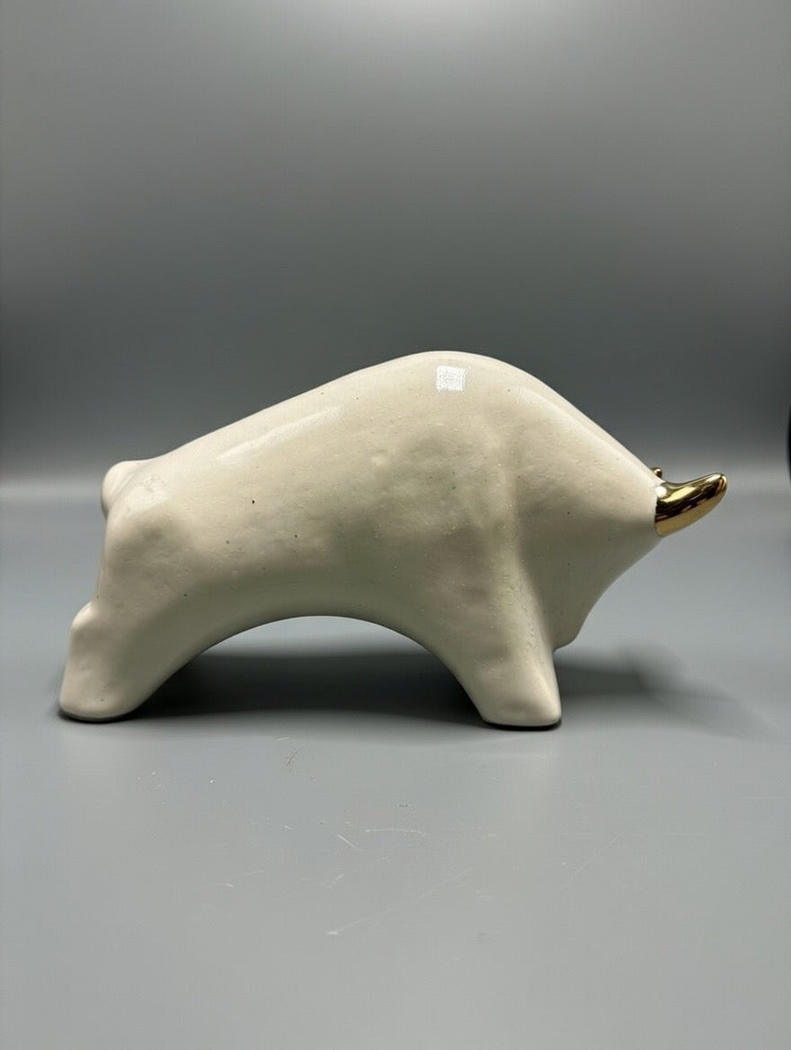 Otto Keramik Gold Edition Ceramic Bull West German Pottery Fat Lava