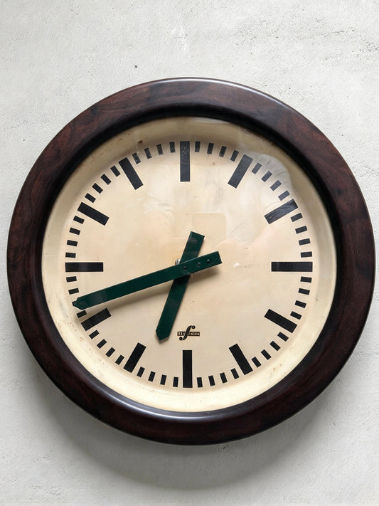 Large 1960's East German Industrial Factory Clocks By Elfema