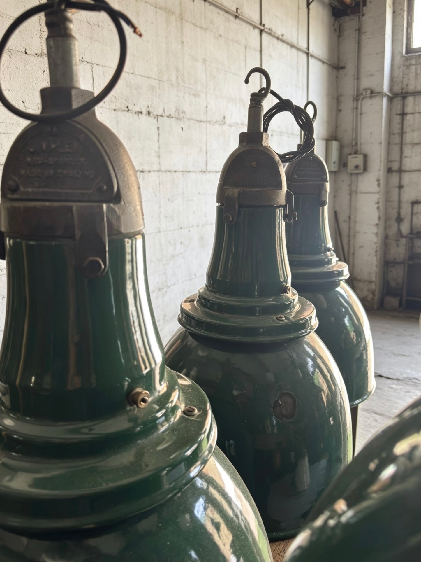 1940s Large Industrial Factory Lights By Simplex