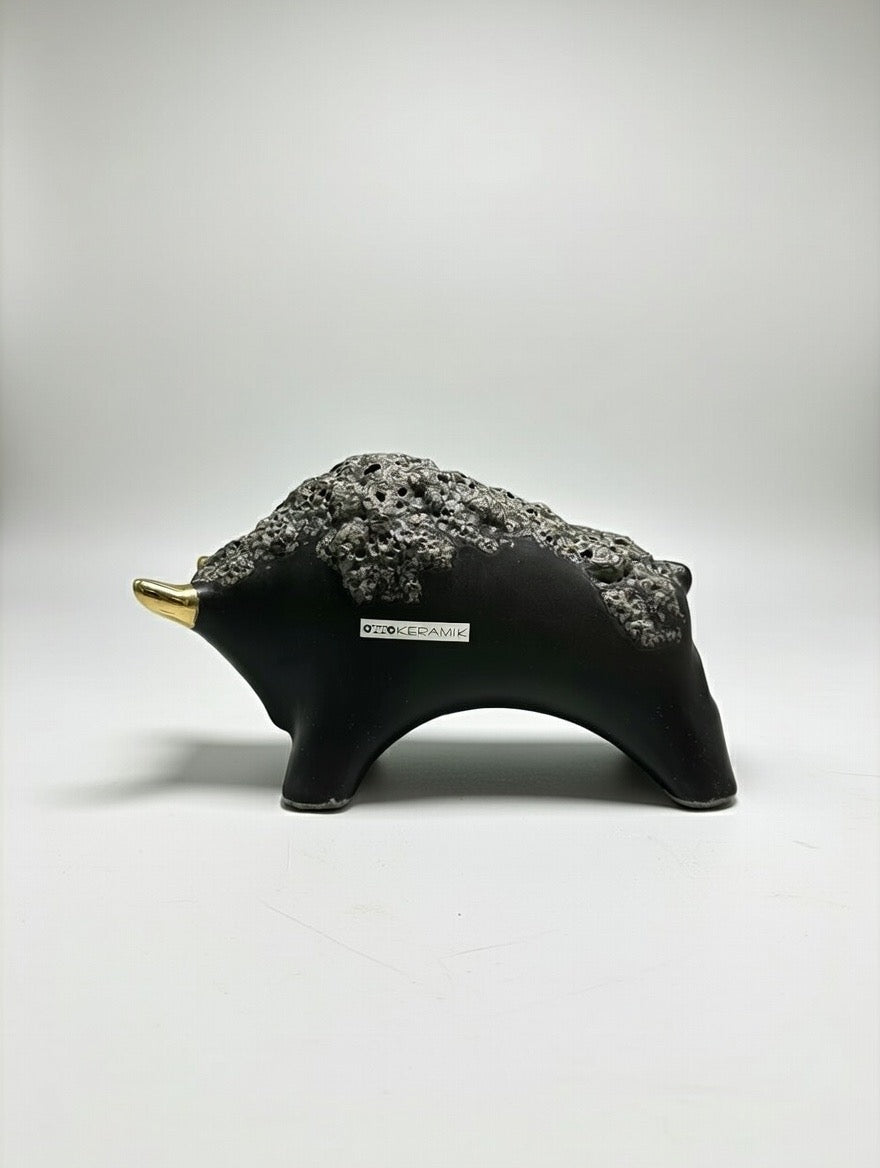 Otto Keramik Gold Edition Ceramic Bull West German Pottery Fat Lava